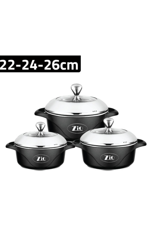 طقم طناجر كرانيت 3 قطع 22-24-26 سم موديل ZCS-8170S26 من Zio