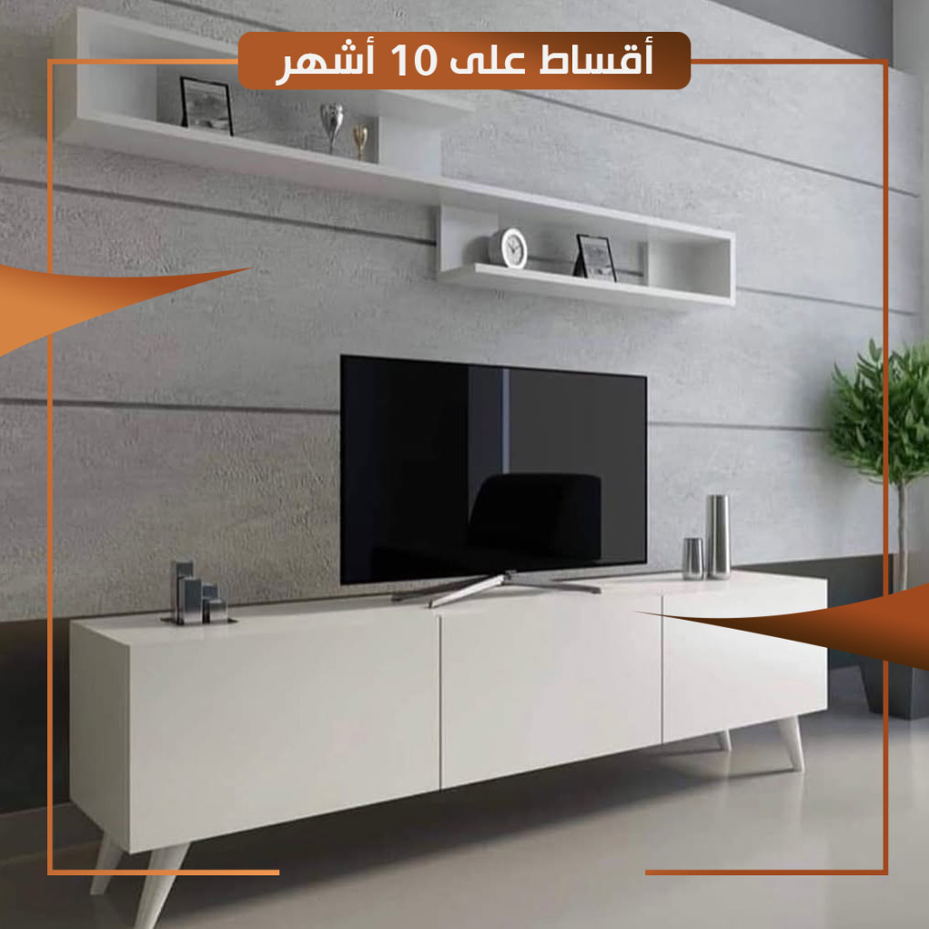 معرض ميز بلازما HDF - قياس 180 سم - B100207 - اللون ابيض