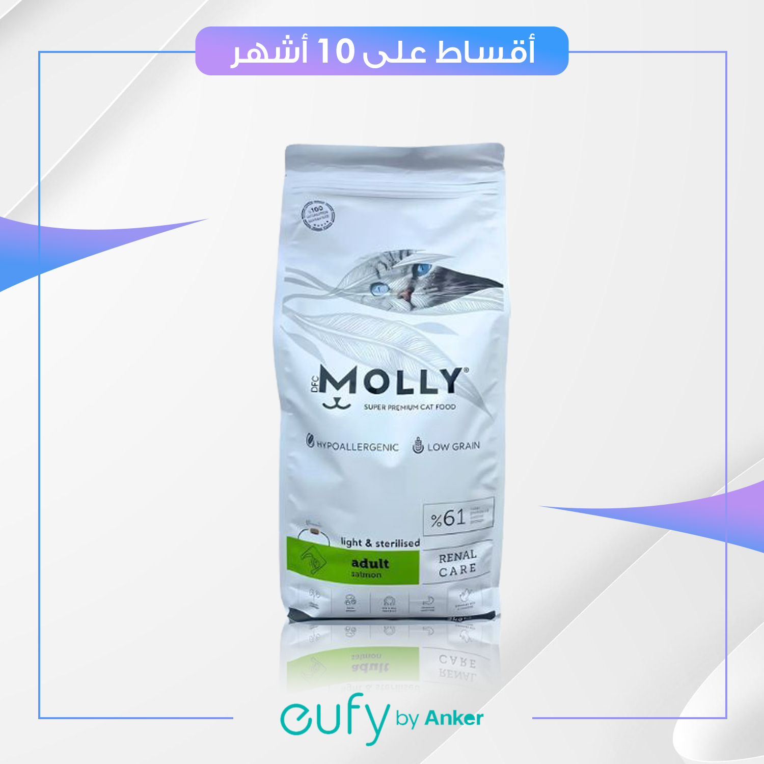 دراي فود MOLLY 2KG نكهة السلمون والذرة